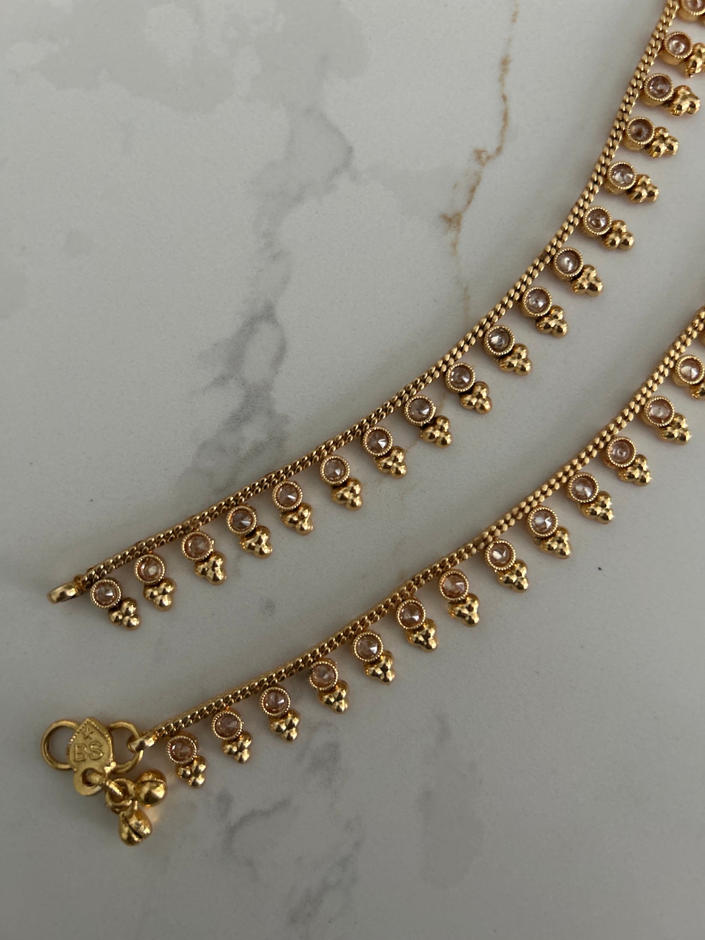 Gold Crystal Anklets Payal Jhanjaran