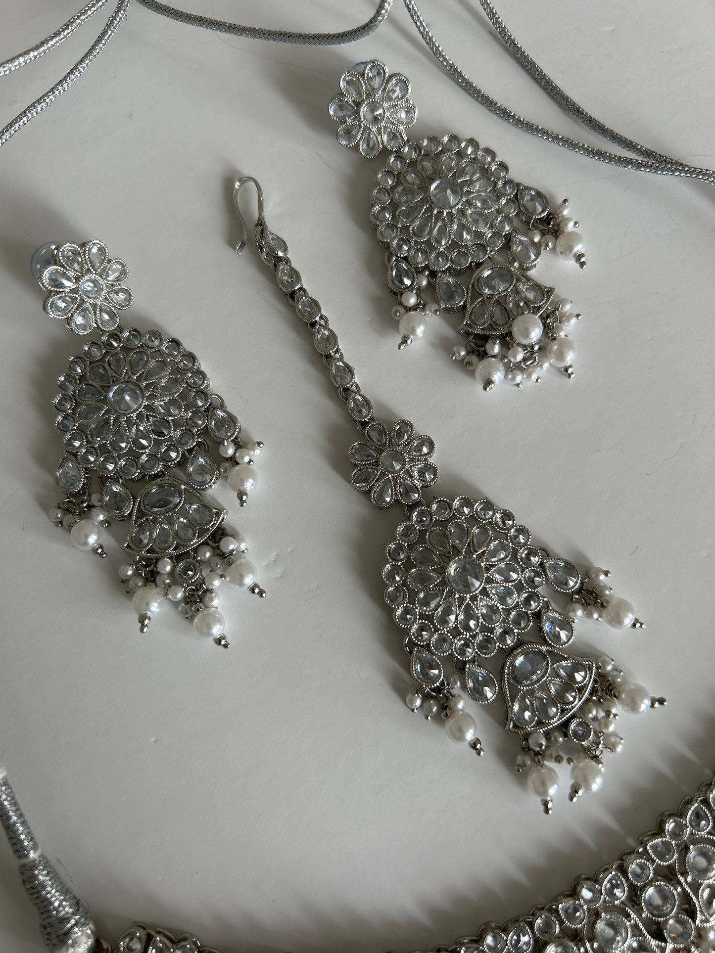 Silver Necklace Earring Tikka Set