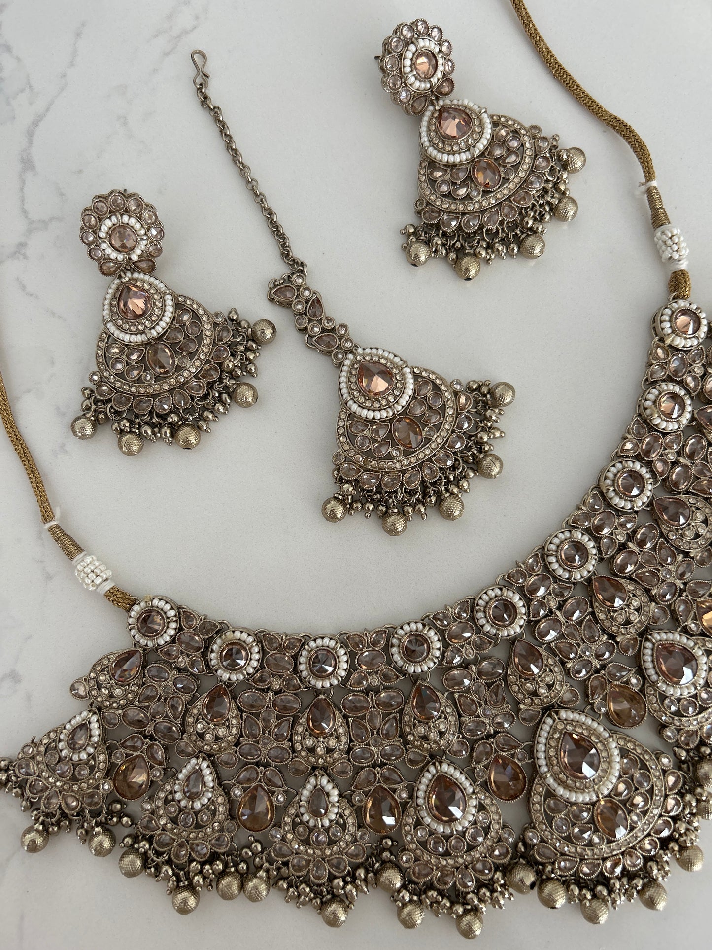 Bridal Elegant Necklace Earrings Tikka Set