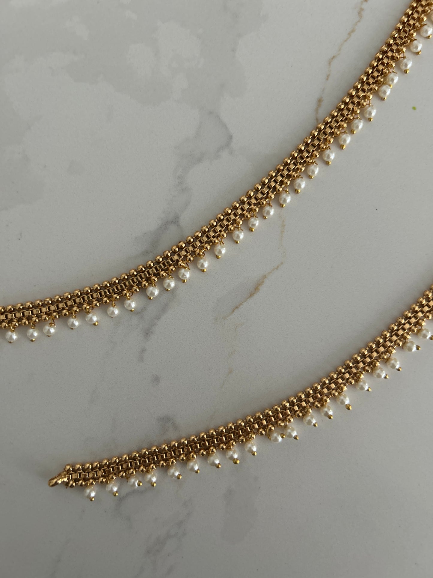 White Pearl Anklets Payal Jhanjaran