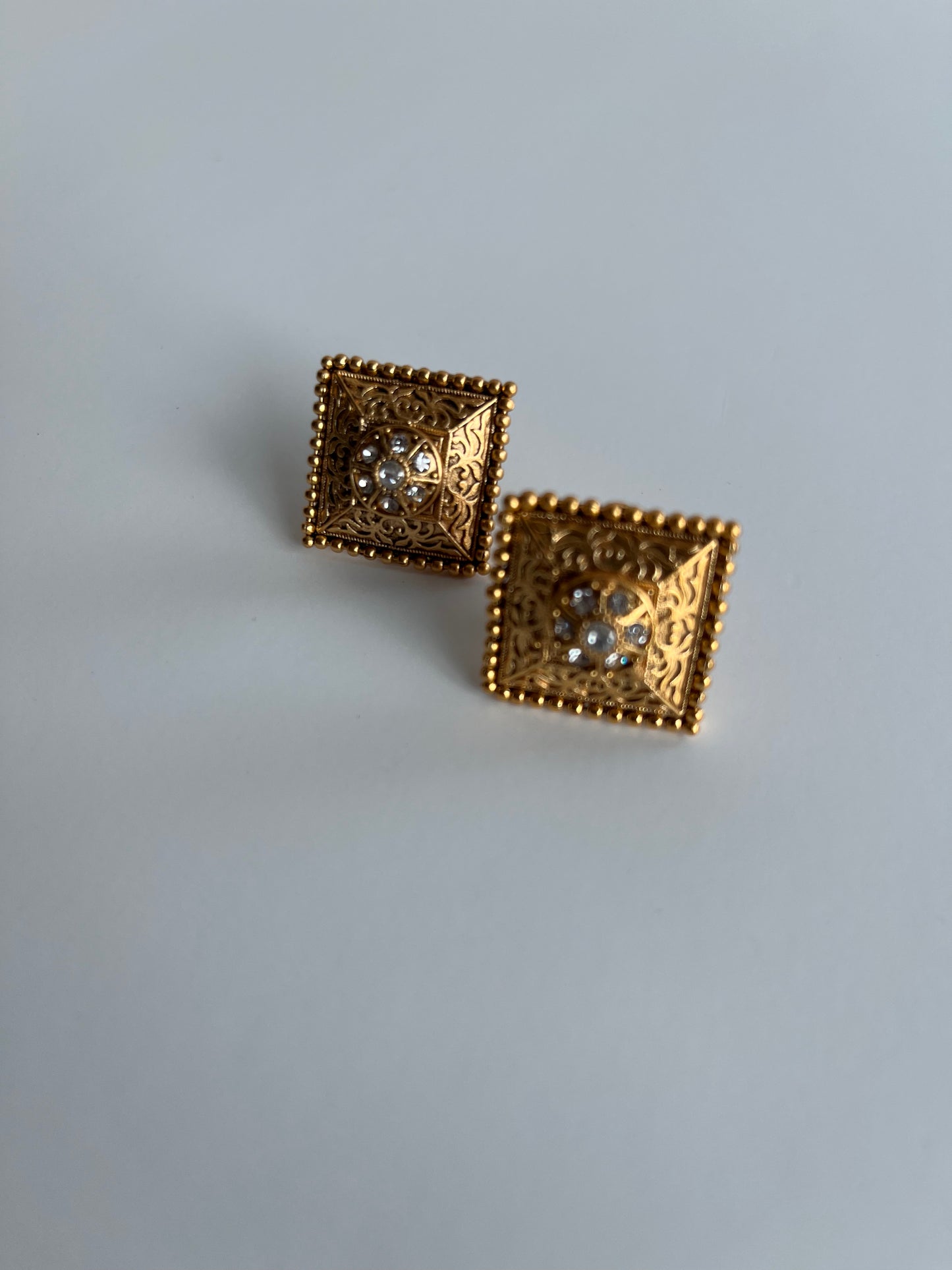 Crystal Antique Gold Studs