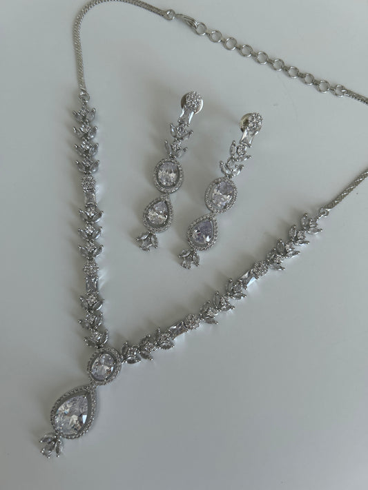 American diamond pendant necklace earrings set