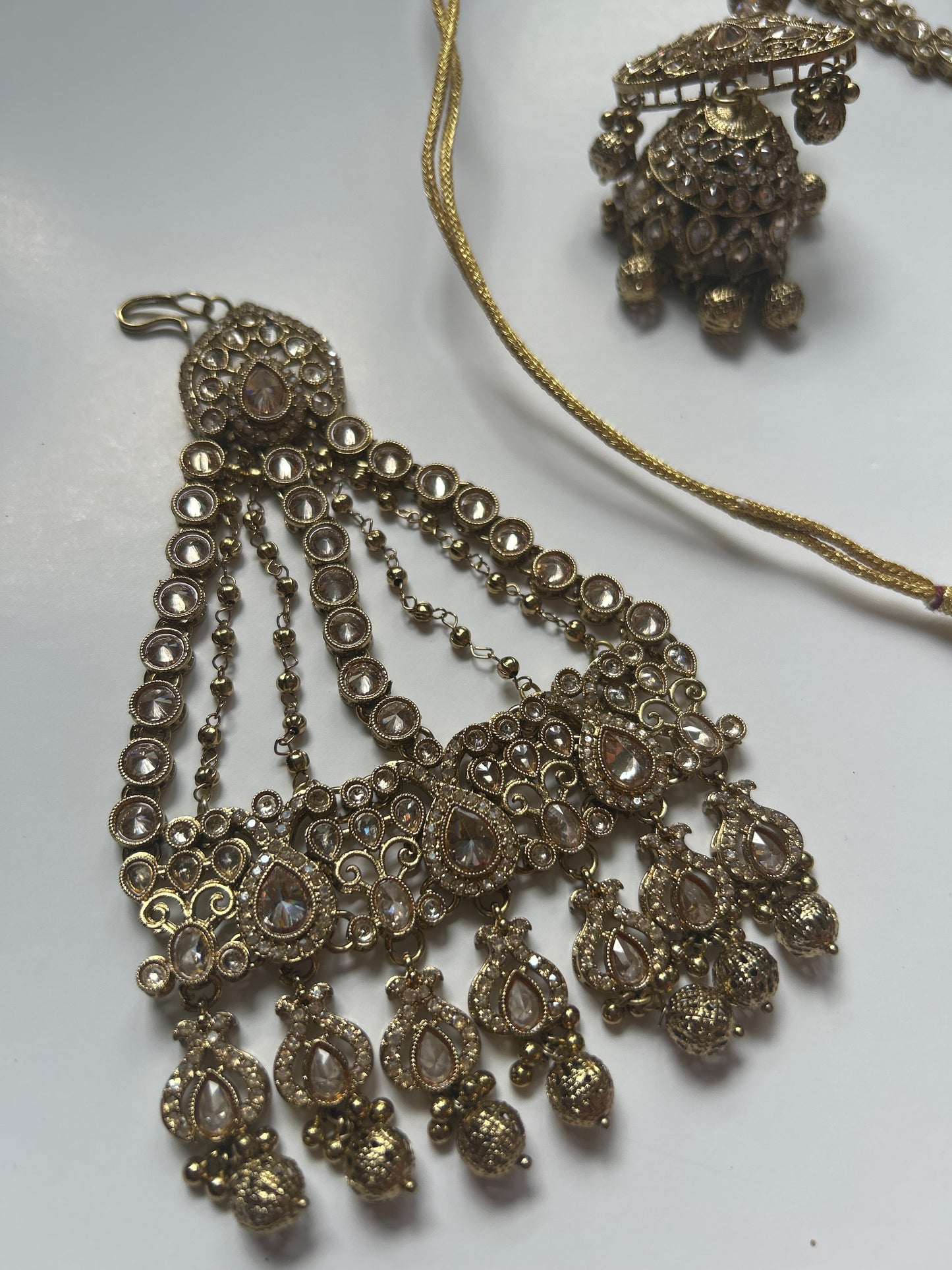 Gold Traditional Necklace Earrings Tikka Passa Set