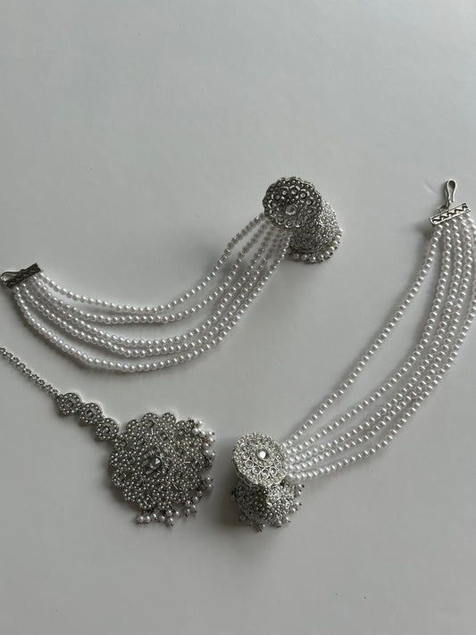 Royalty Silver Jumke with Saharas Earrings Tikka Set