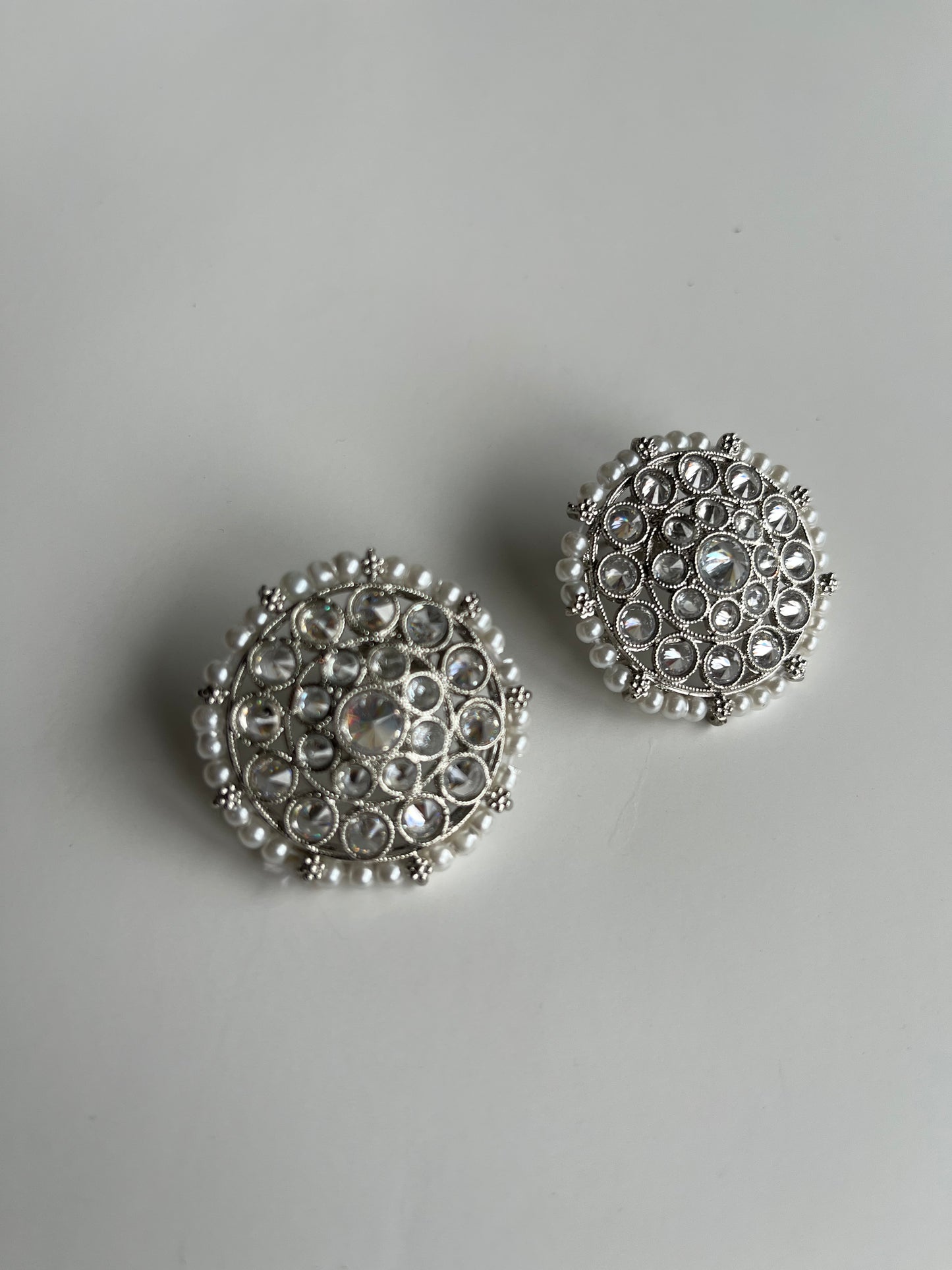 Silver Polki Pearl Studs