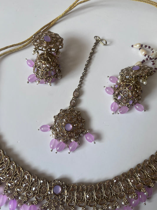 Light Purple Lavender Gold Polki Set