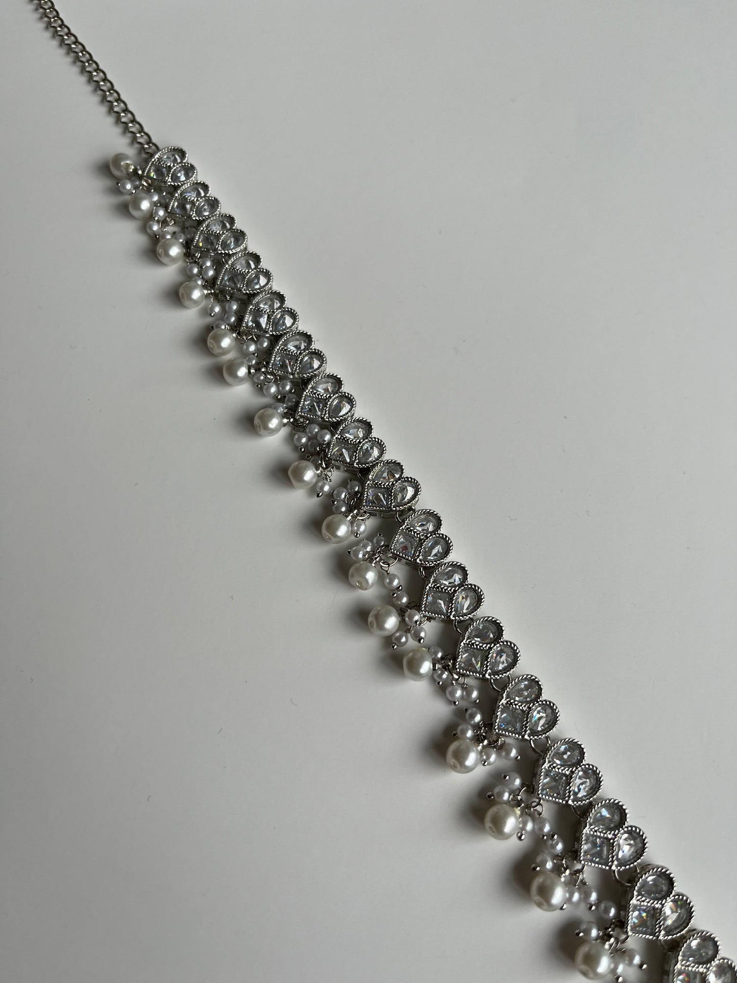 Silver Heart Polki Waistchain