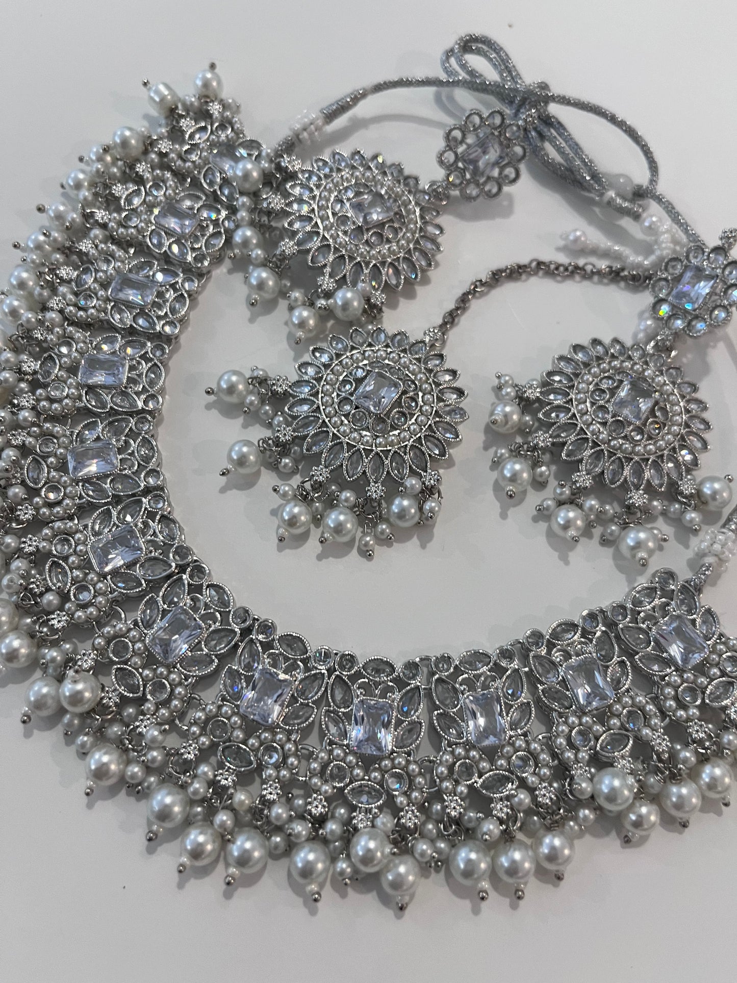 Rectangle Silver Pearl Set