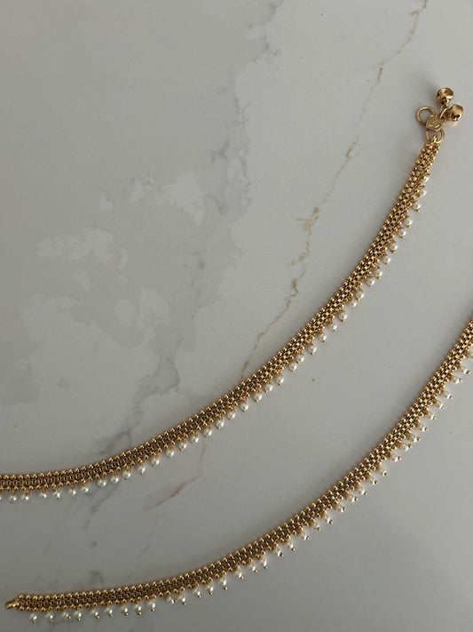 White Pearl Anklets Payal Jhanjaran