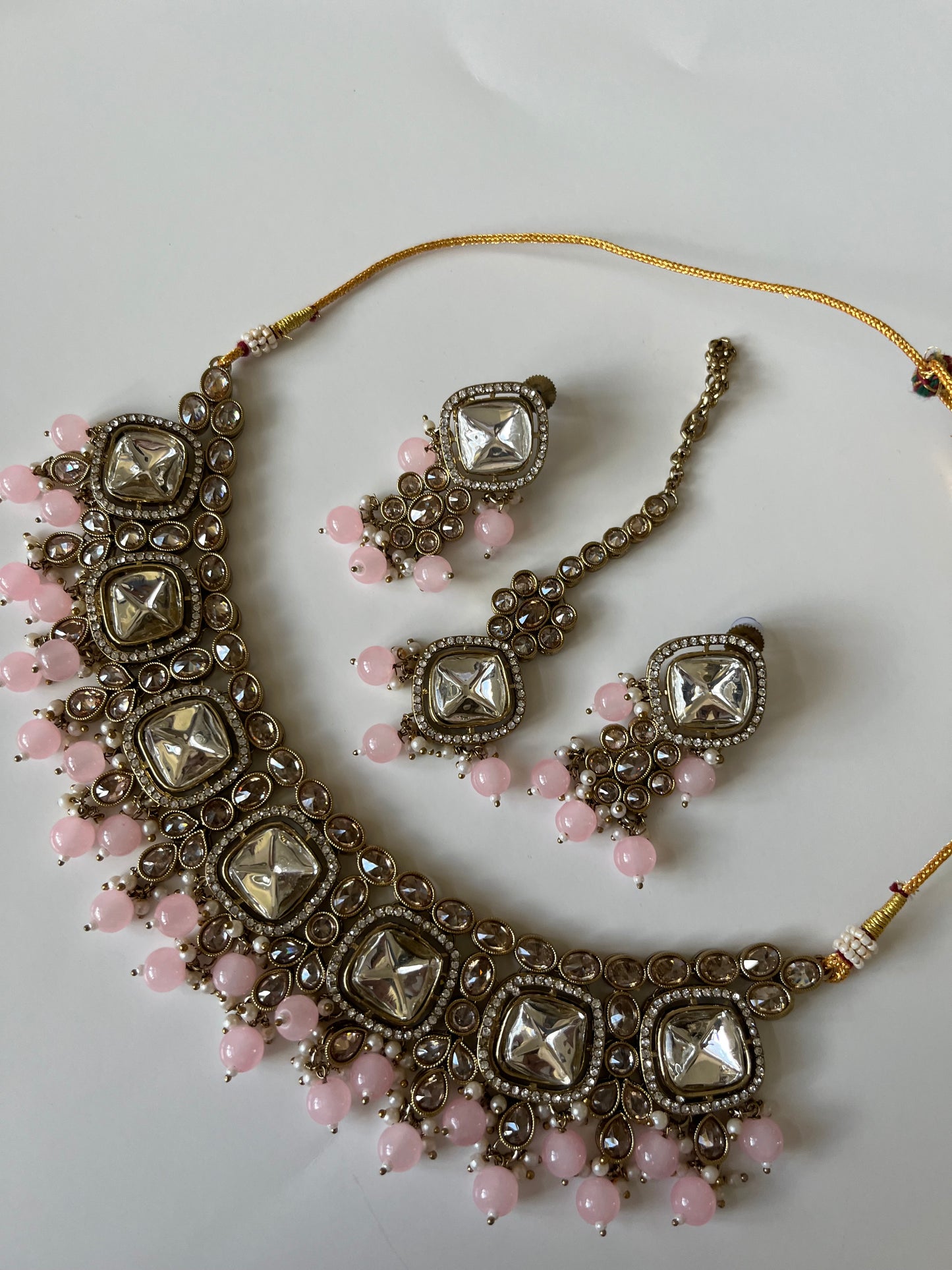 Pink Polki Kundan Set