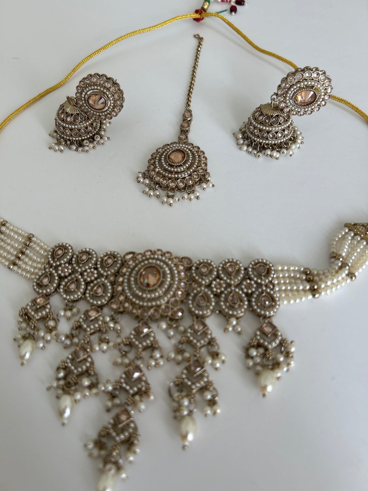 Elegant Waterfall Necklace Jumke Tikka Set