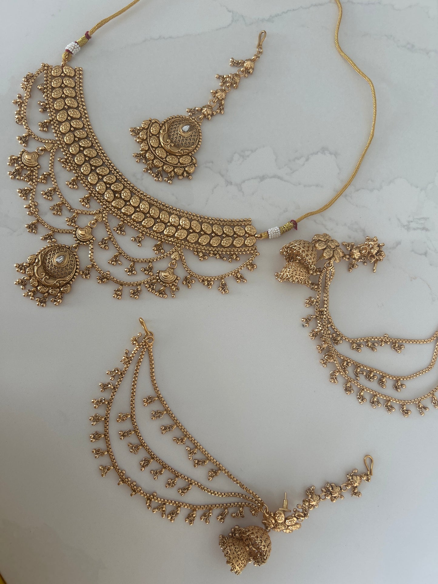 Faux Gold Royal Elegance Necklace Earrings Sahara Tikka Set
