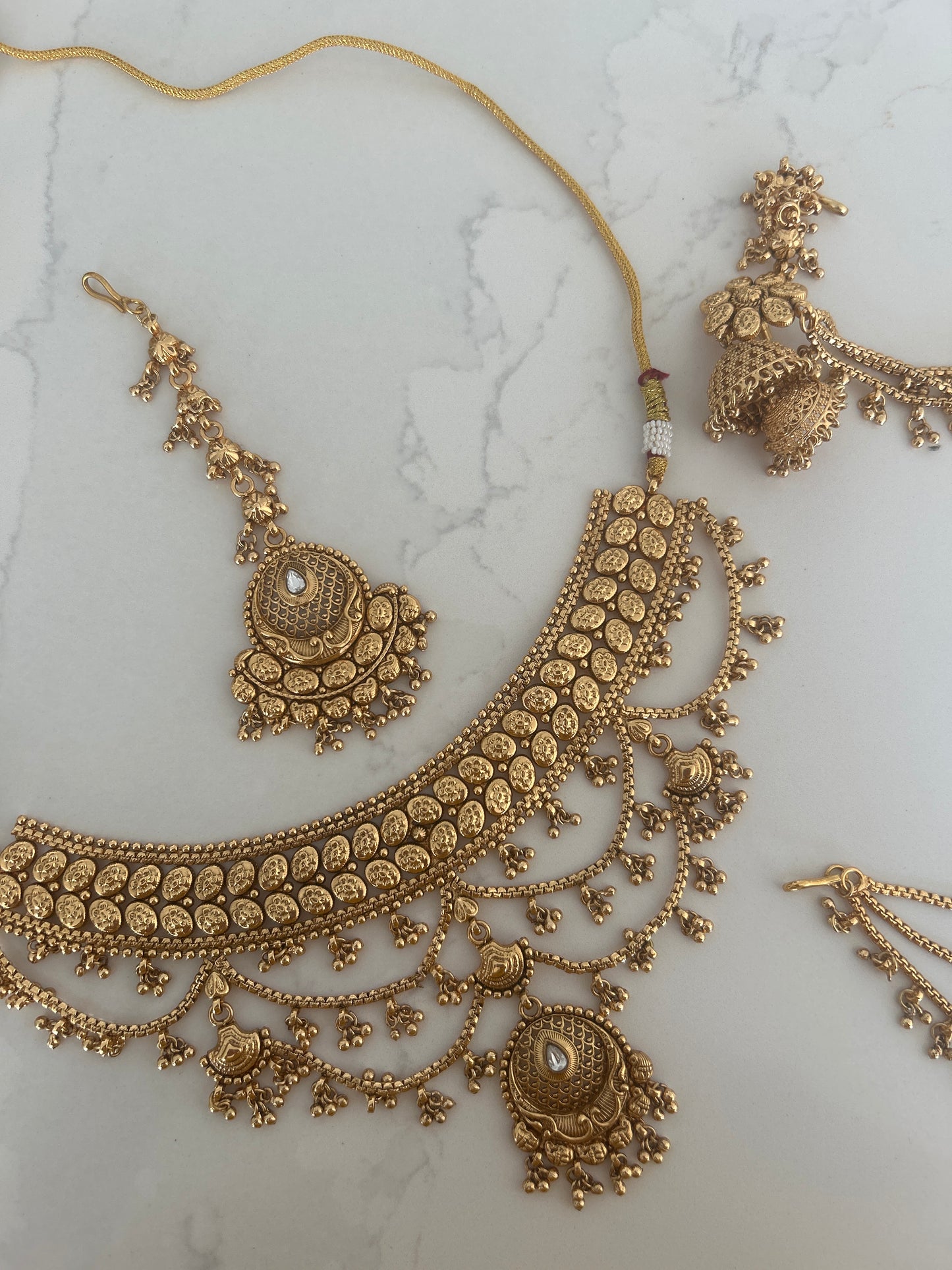 Faux Gold Royal Elegance Necklace Earrings Sahara Tikka Set
