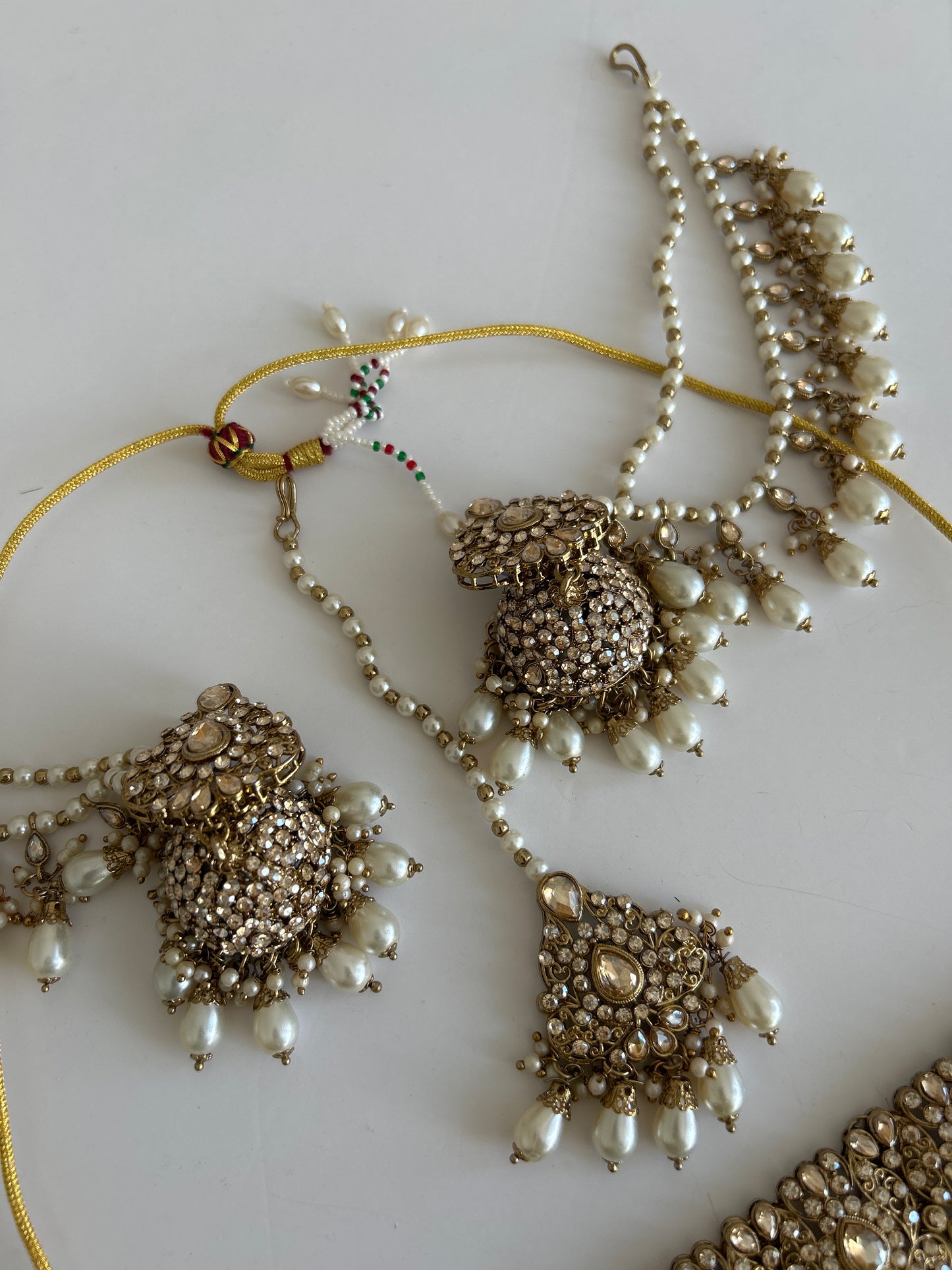 Gold Jumke Sahara Necklace Earrings Tikka Set