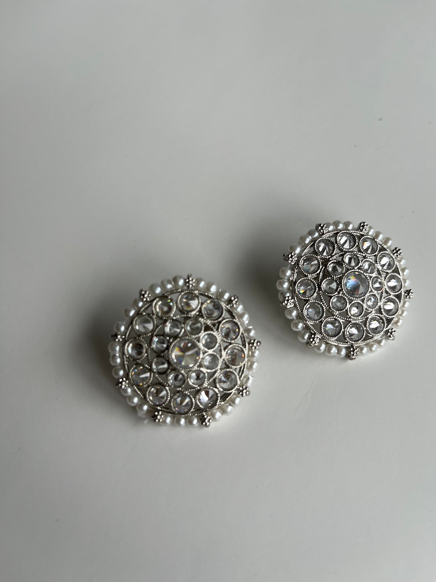 Silver Polki Pearl Studs