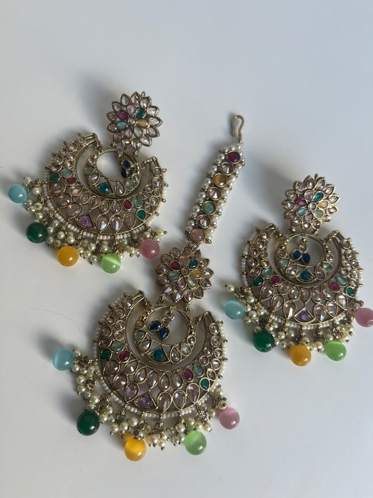 Multicolour Colourful Earring Tikka