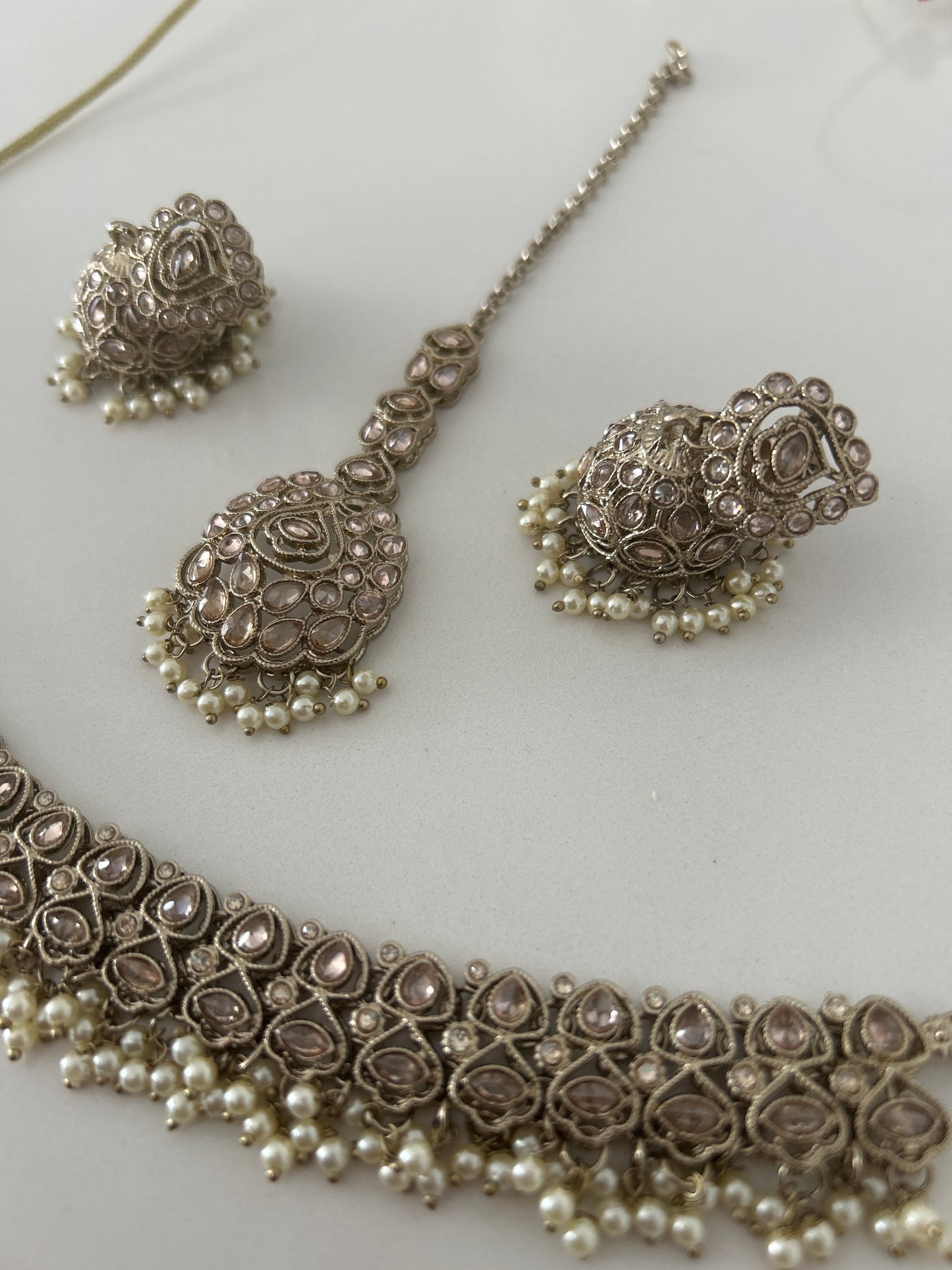 Gold Necklace Earring Jumka Tikka Set