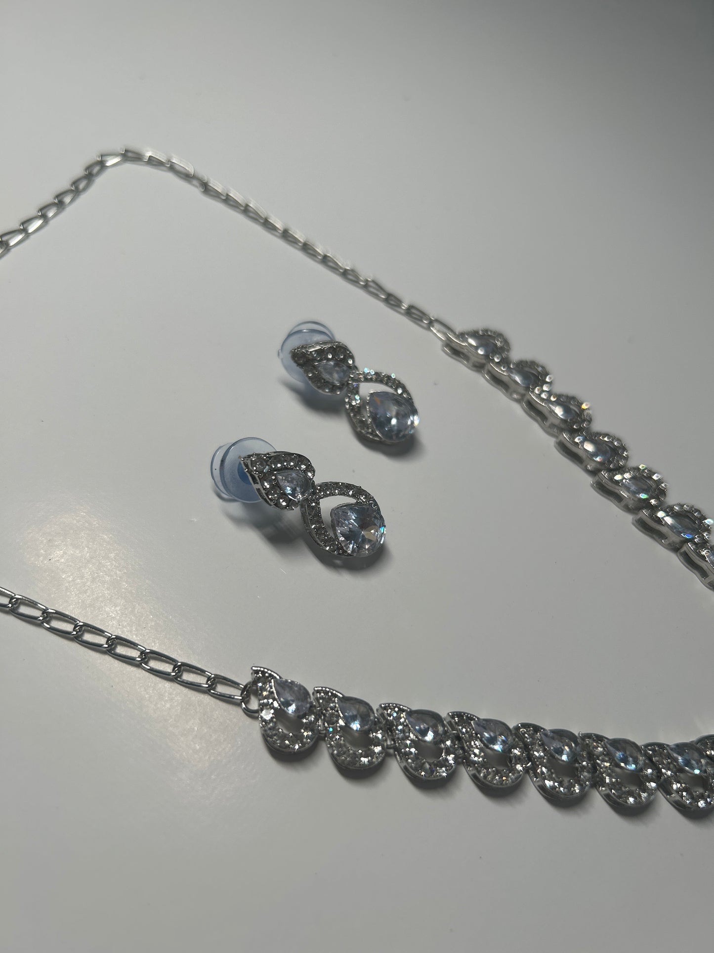 Droplet Crystal Necklace Earrings