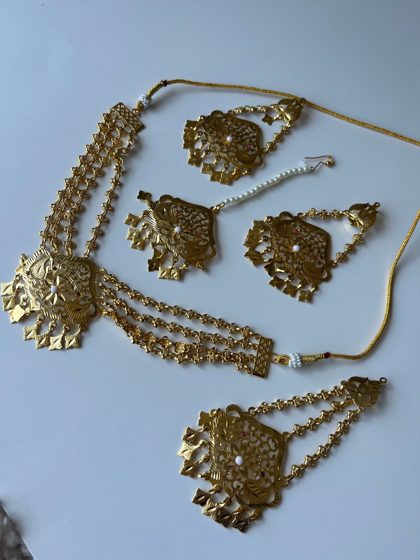 Gold Foil Bead Necklace with Passa