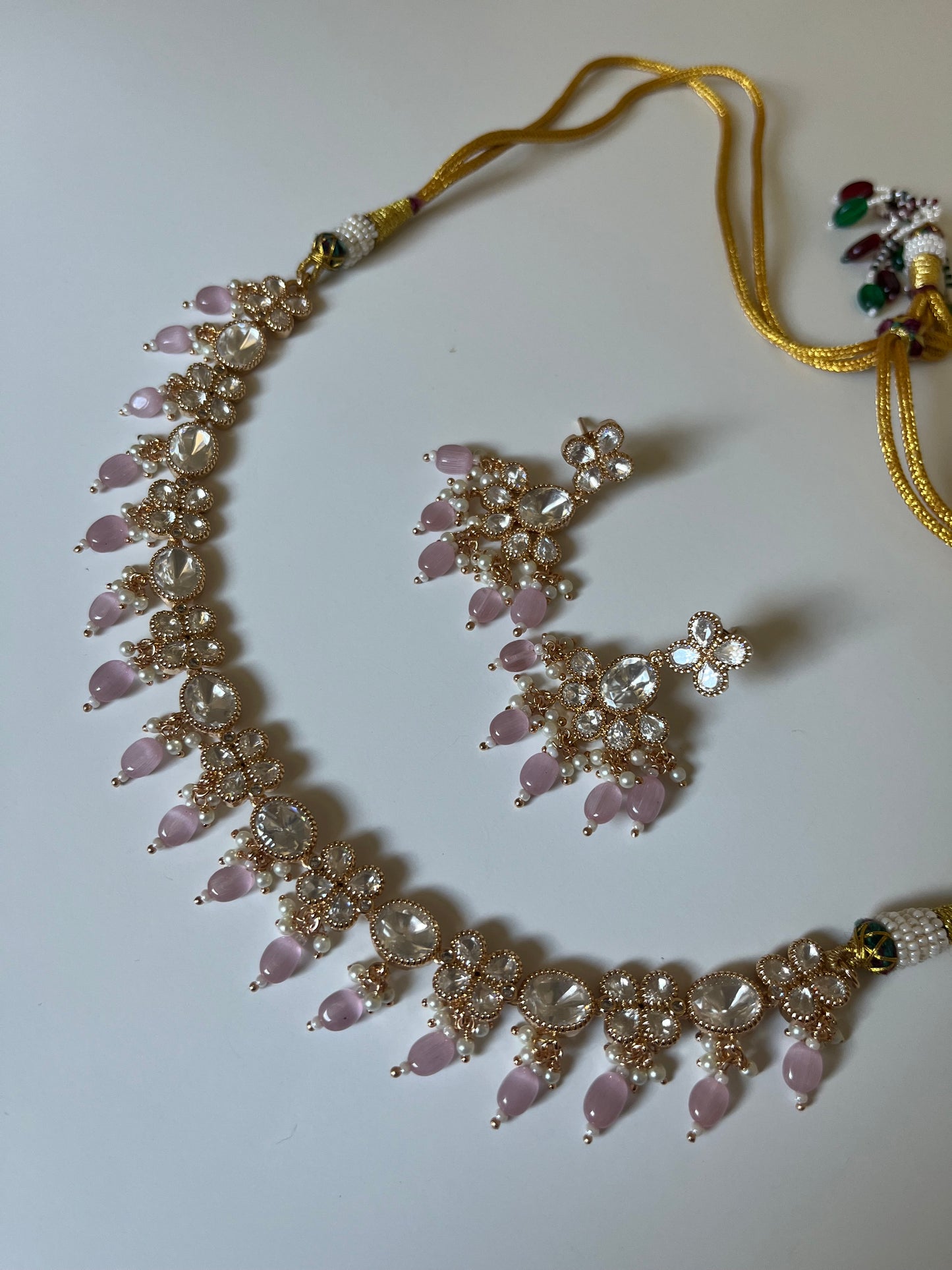 Baby Pink Clover Kundan Set