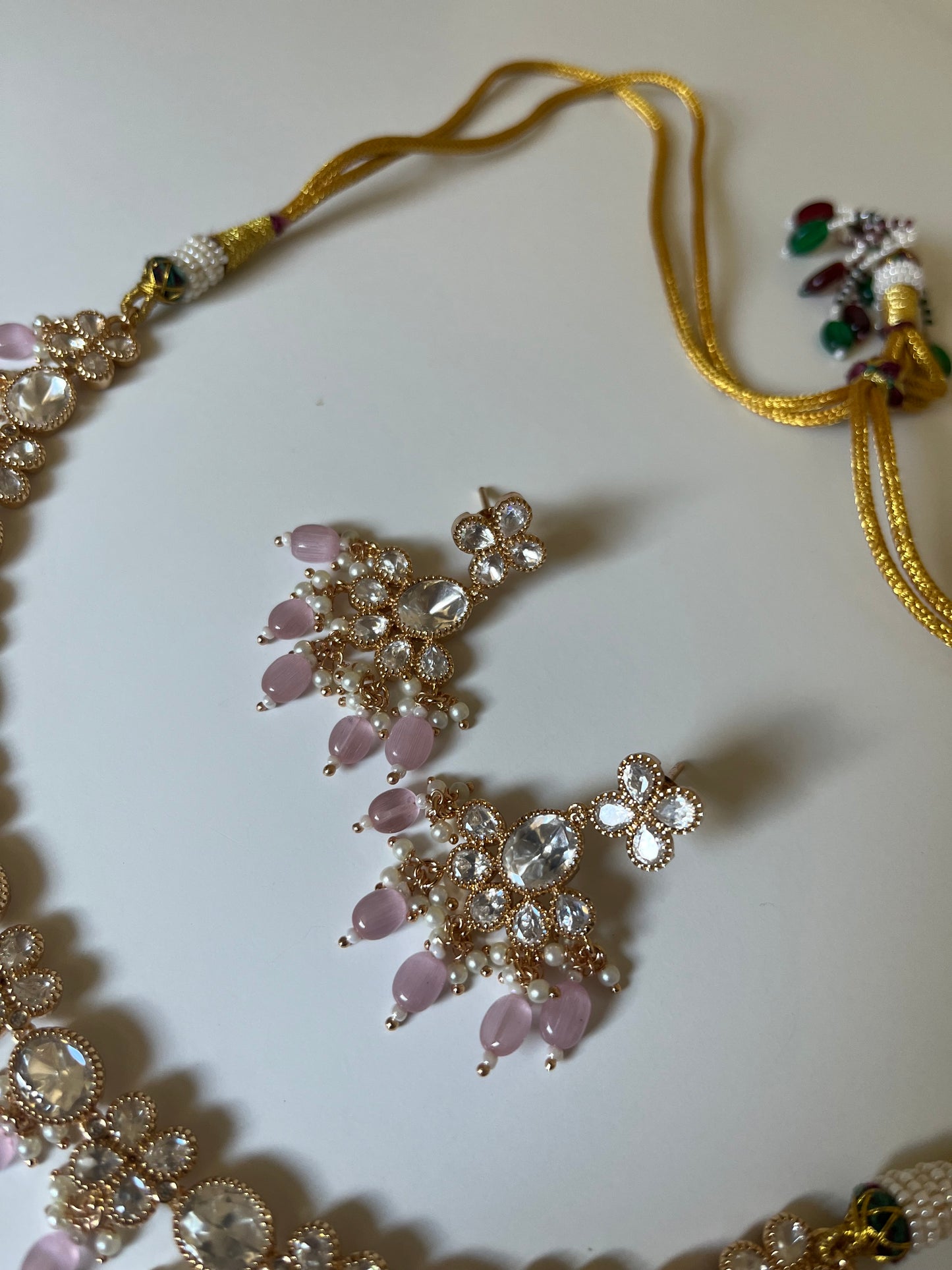 Baby Pink Clover Kundan Set