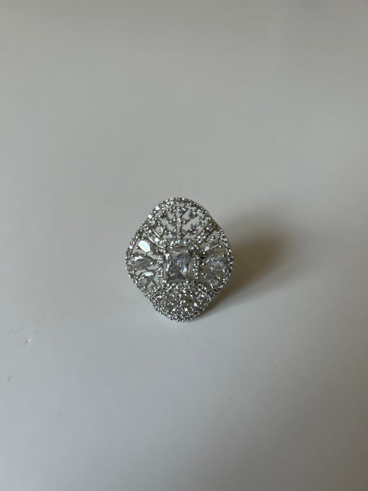 Wavy Crystal Statement Ring