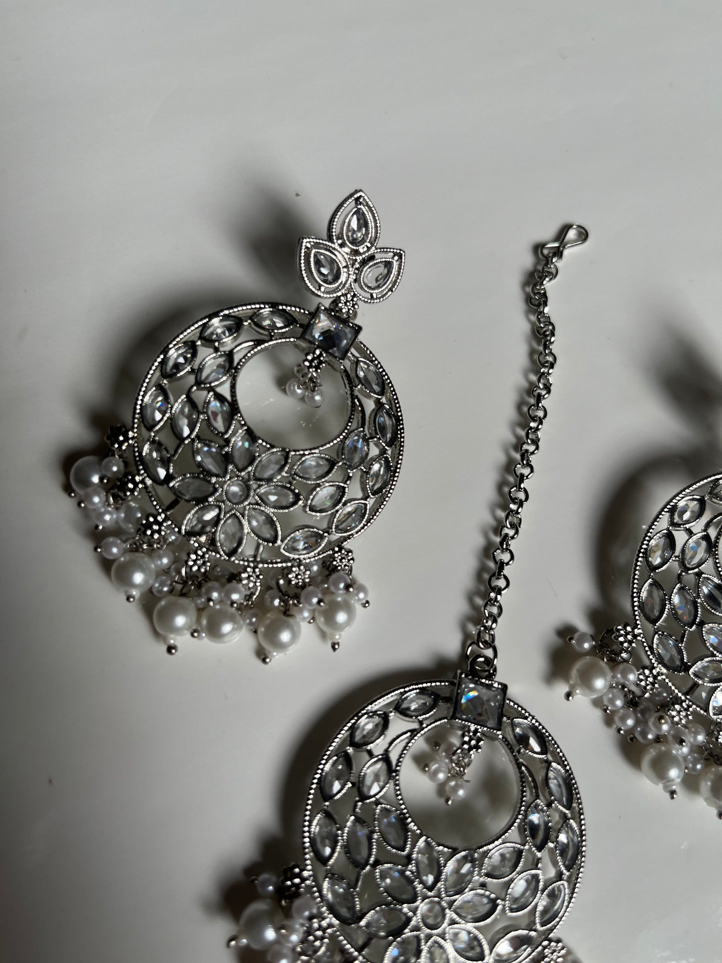 Silver Polki Earring Tikka Set