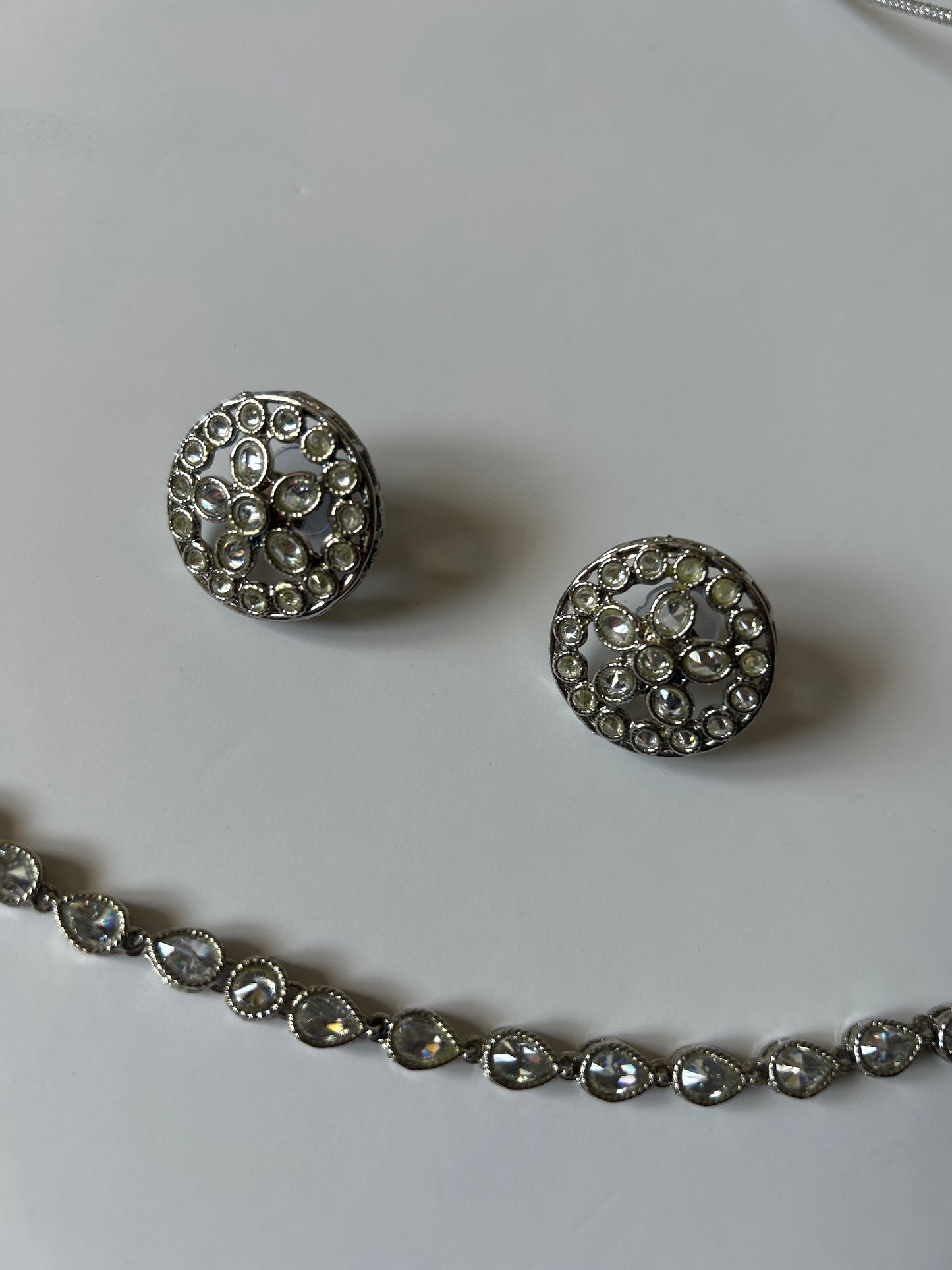 Elegant Silver Necklace Earring Set