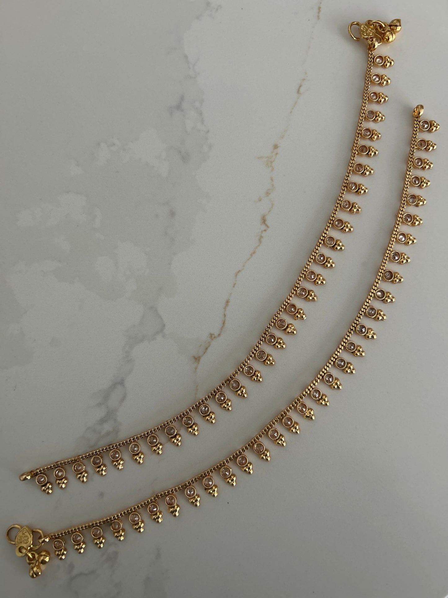 Gold Crystal Anklets Payal Jhanjaran