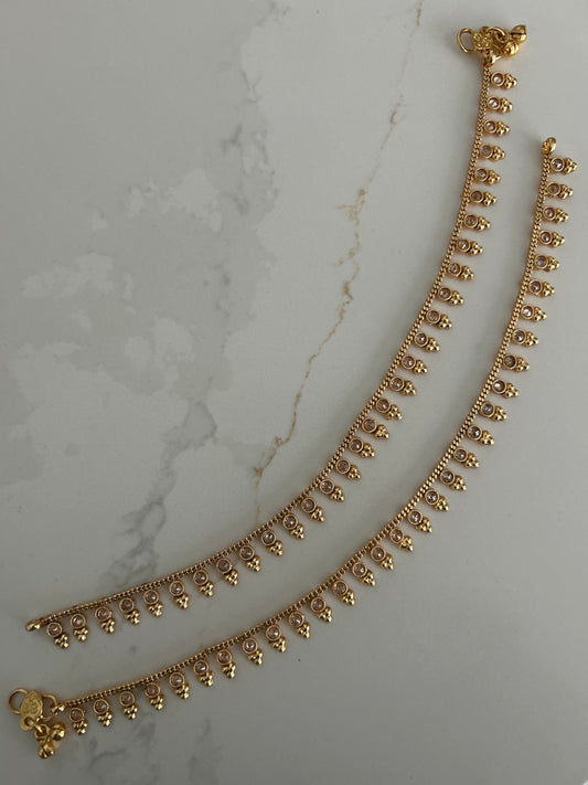 Gold Crystal Anklets Payal Jhanjaran
