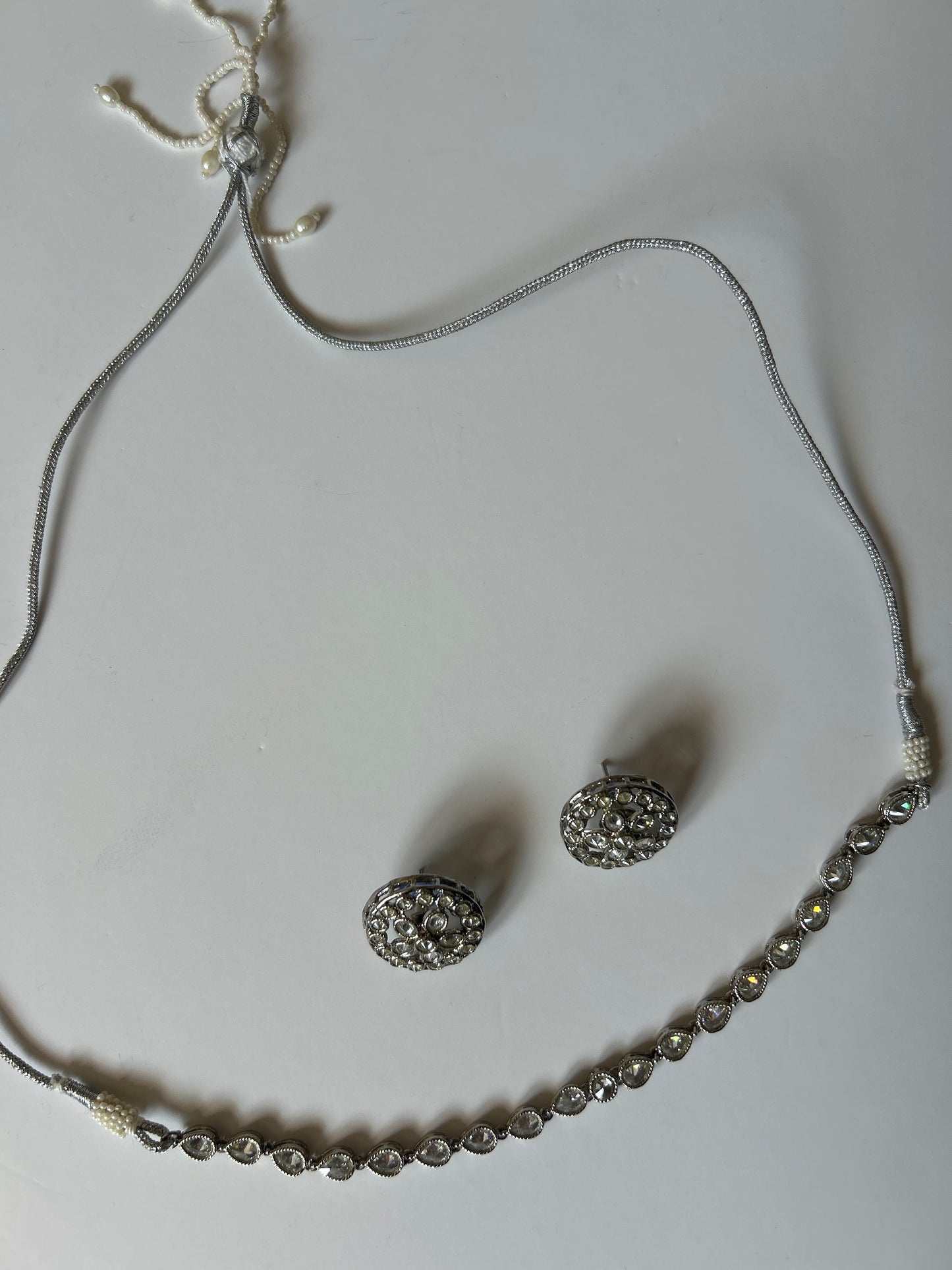 Elegant Silver Necklace Earring Set