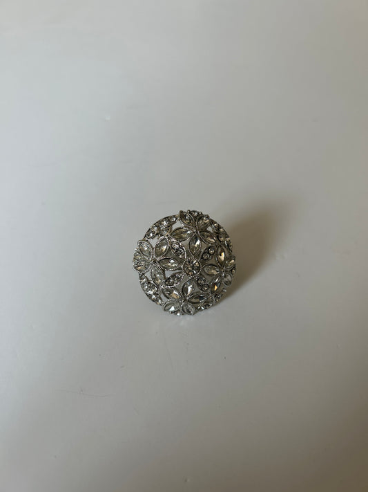 Flower Silver Statement Ring