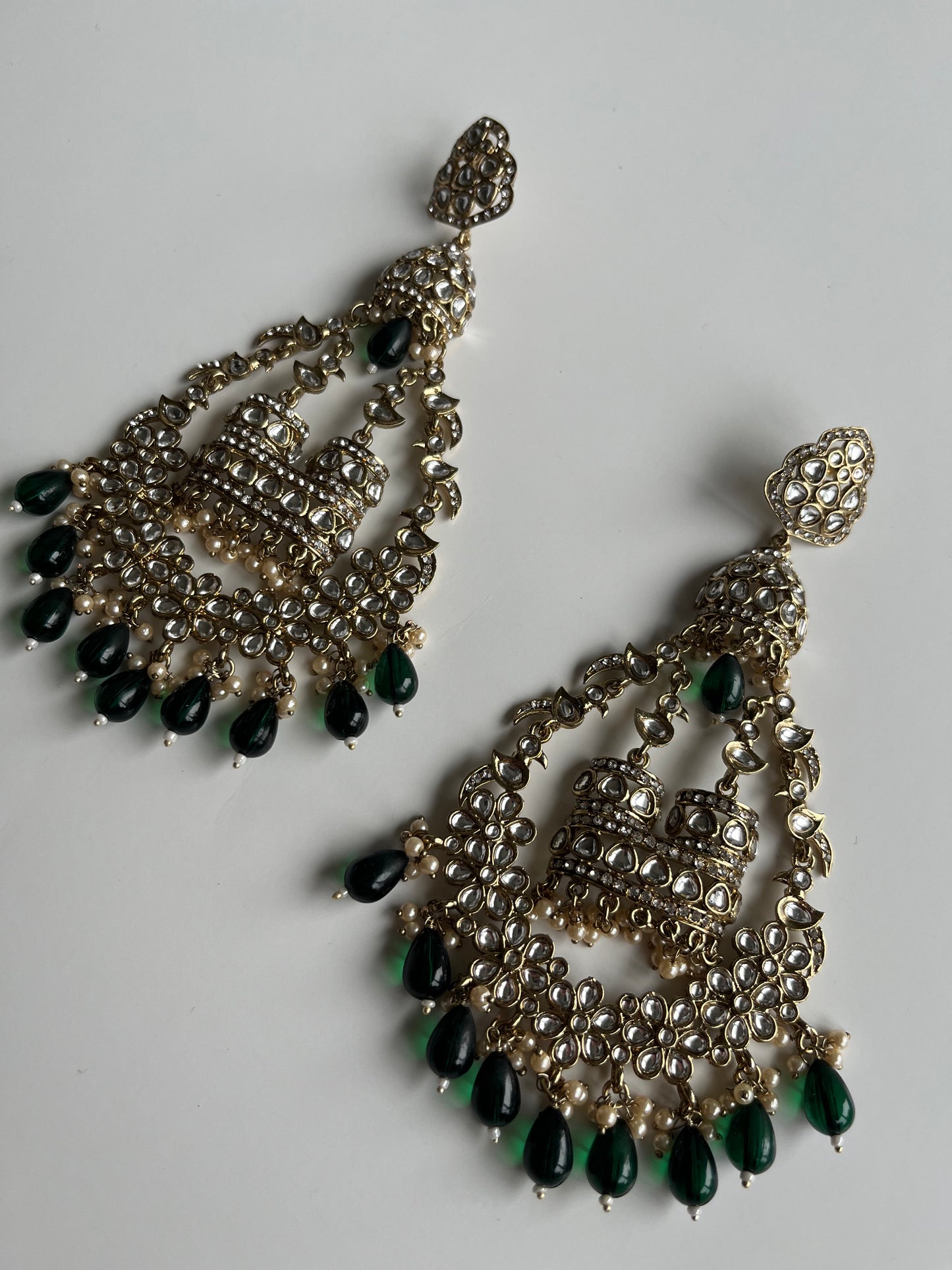 Glamorous Emerald Green Statement Earrings