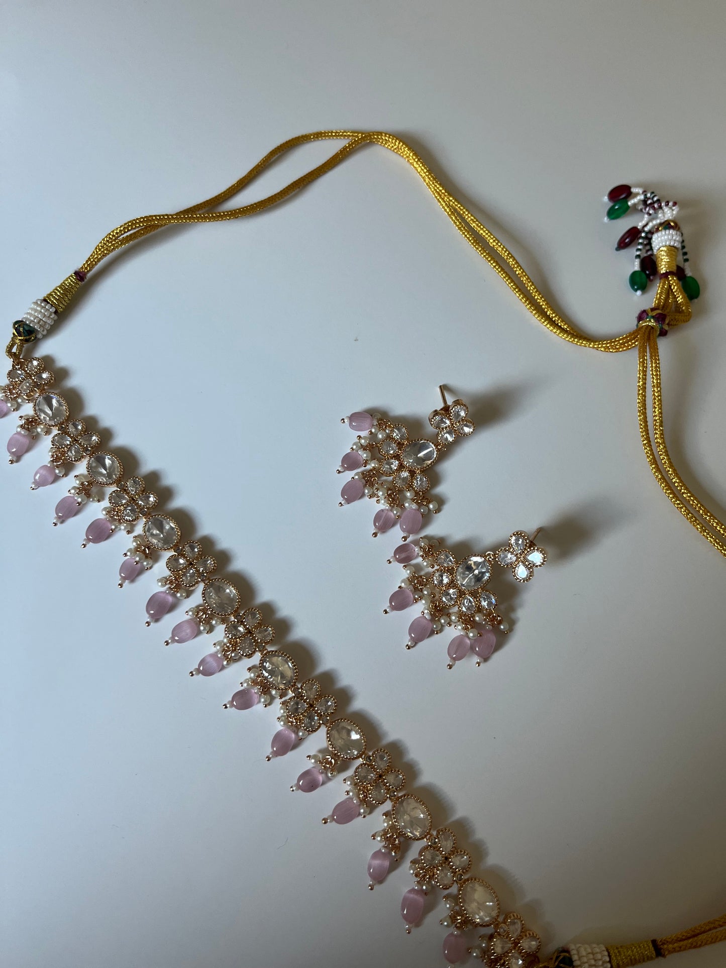 Baby Pink Clover Kundan Set