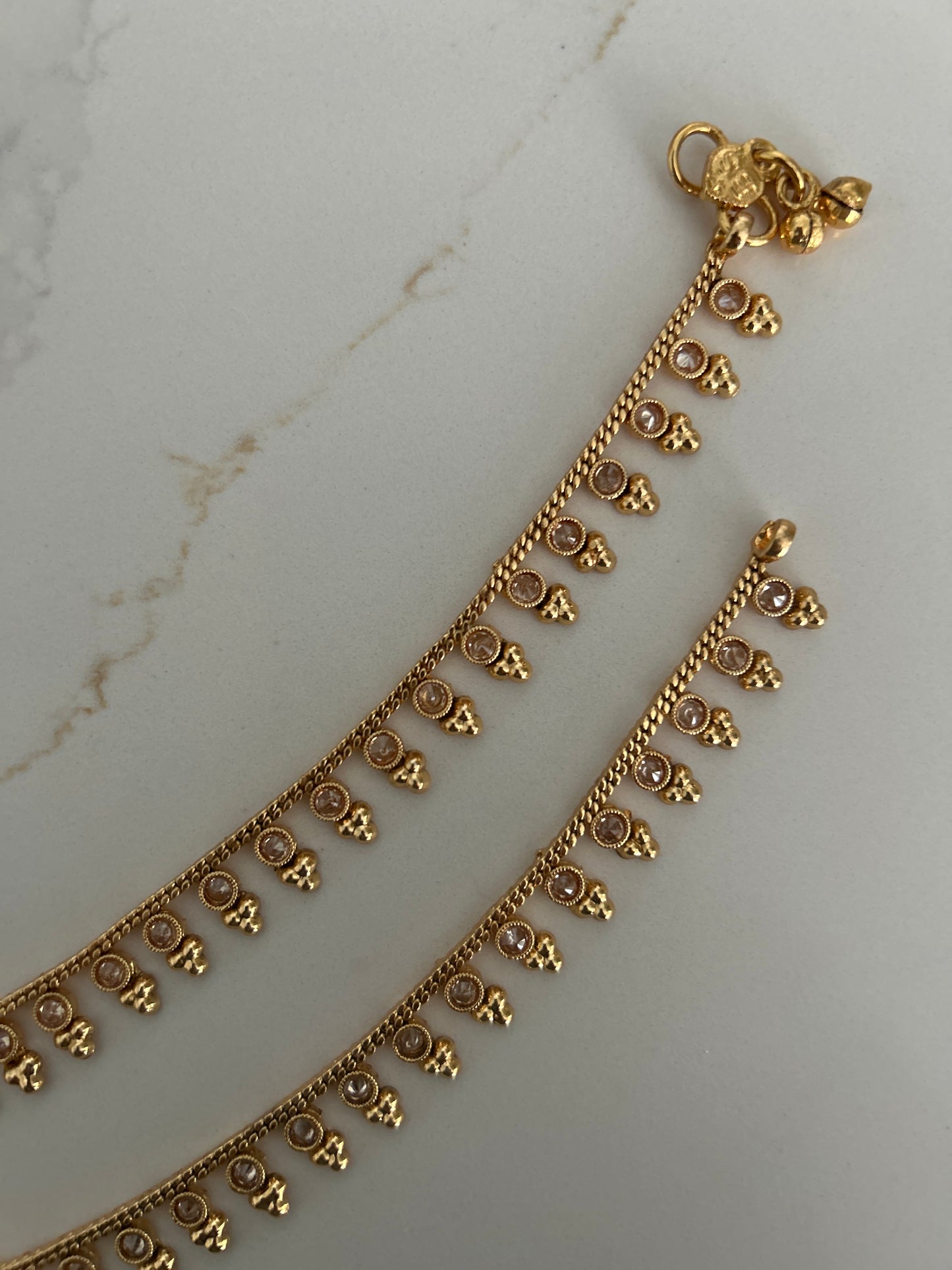 Gold Crystal Anklets Payal Jhanjaran
