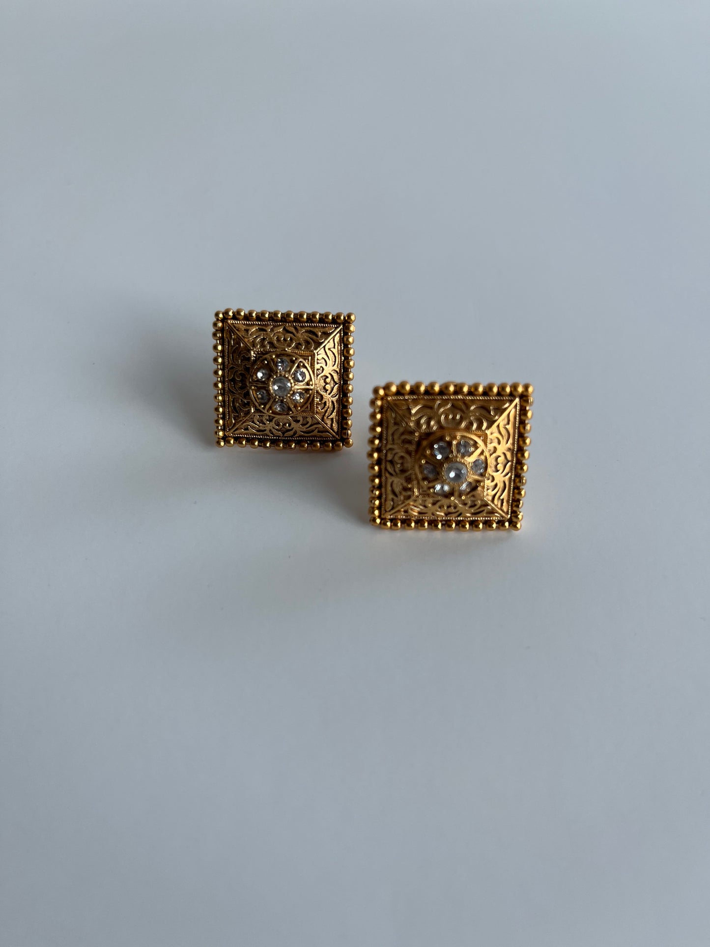 Crystal Antique Gold Studs