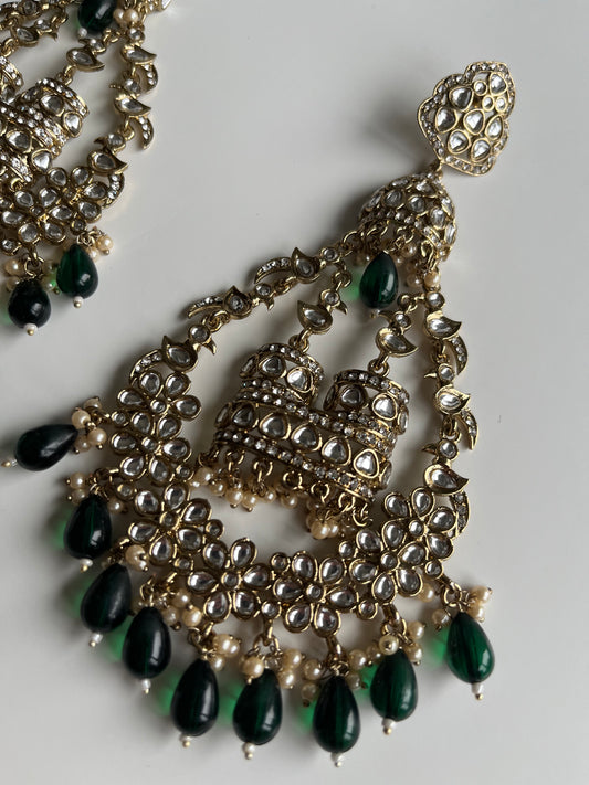 Glamorous Emerald Green Statement Earrings