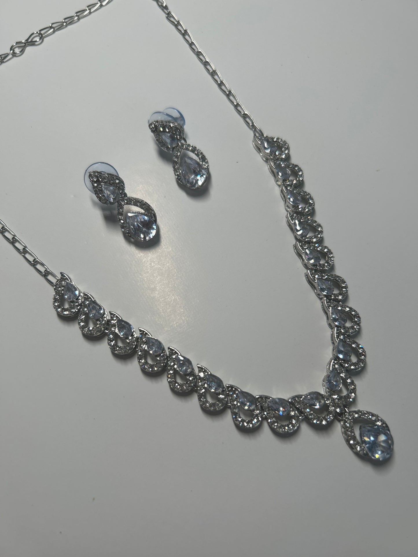 Droplet Crystal Necklace Earrings