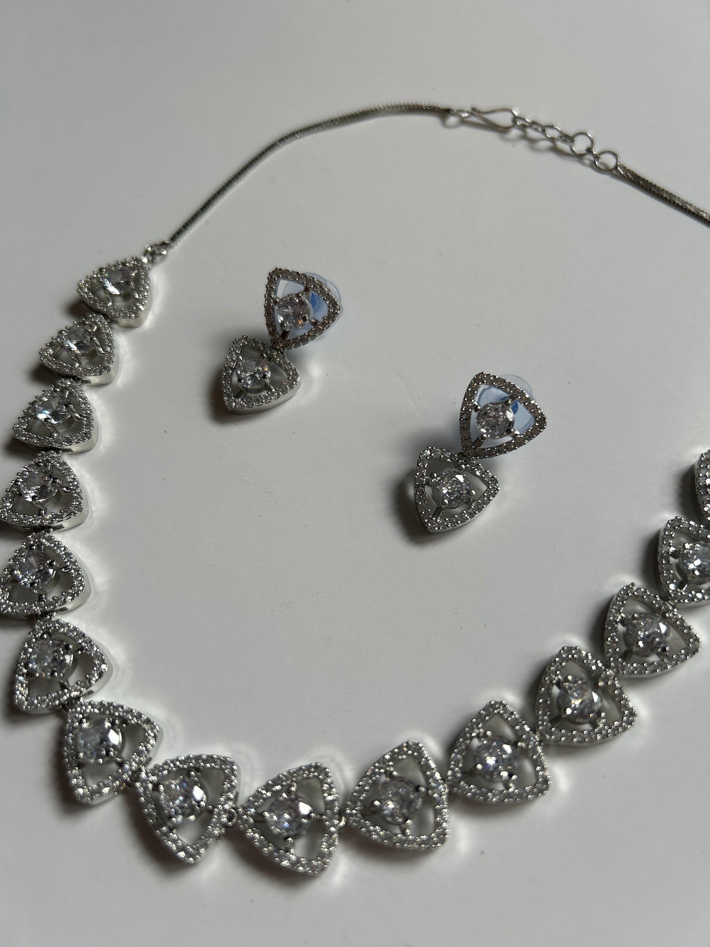 Elegant Silver Necklace Earrings Set