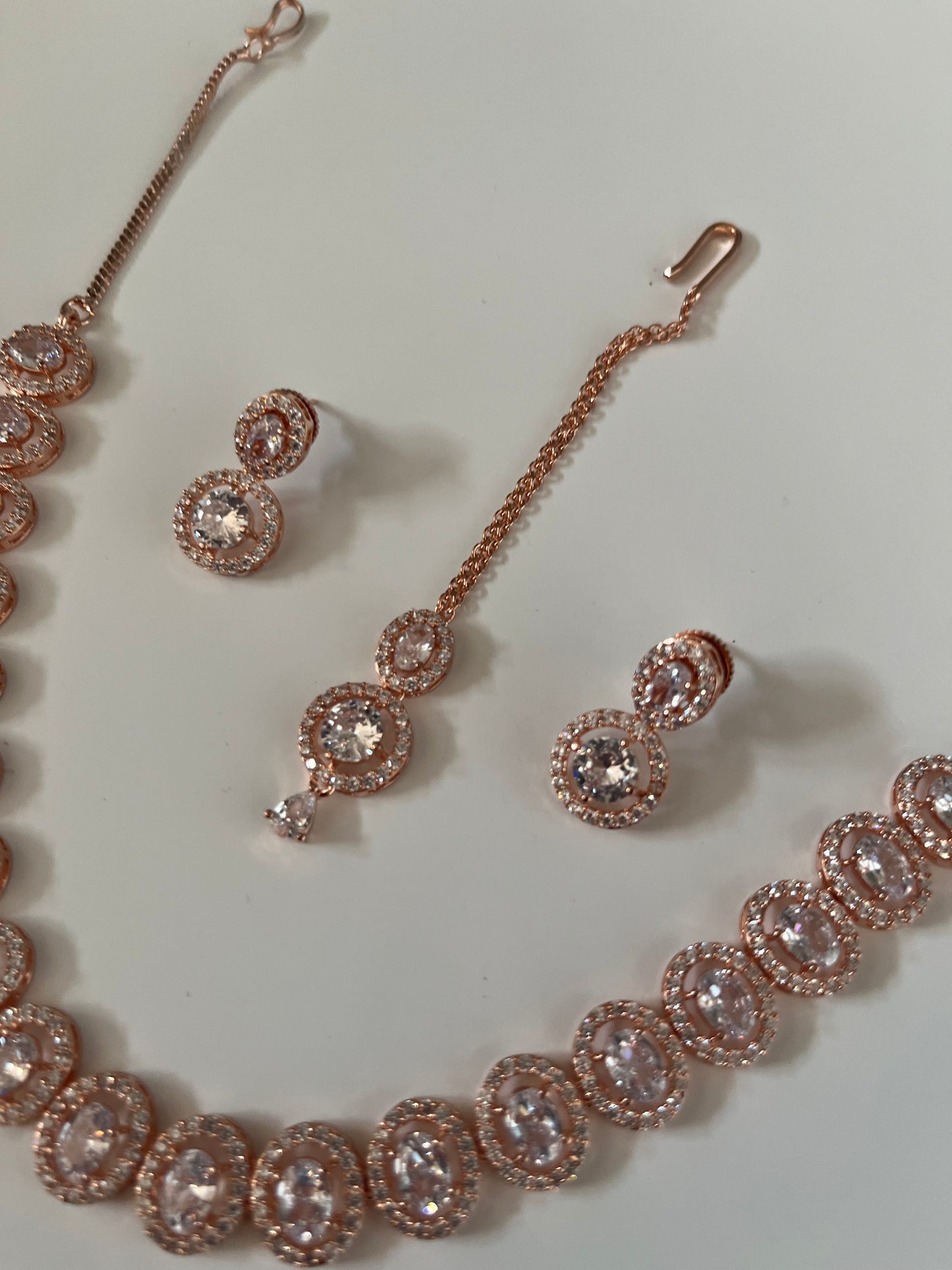 Oval Rose Gold American Diamond Set