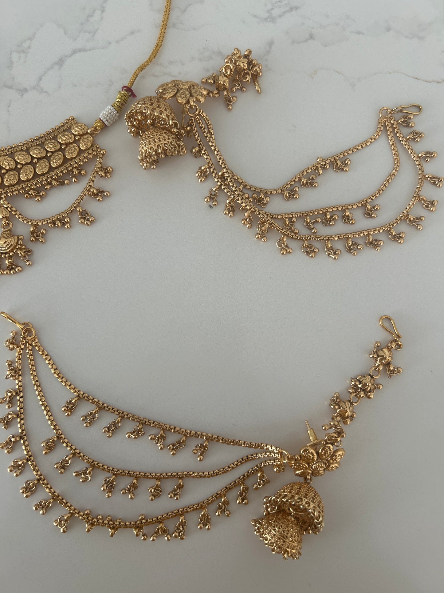 Faux Gold Royal Elegance Necklace Earrings Sahara Tikka Set