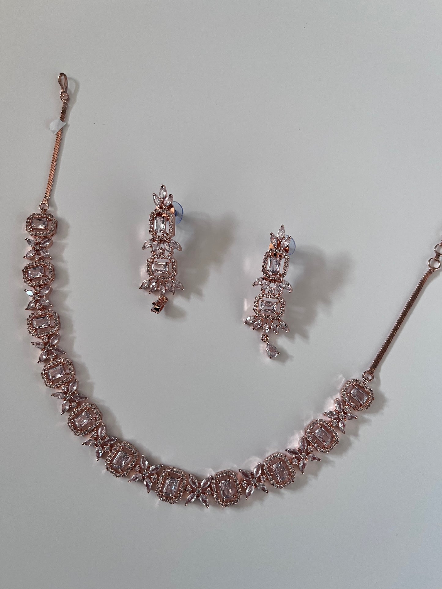 Floral Rose Gold American Diamond Set