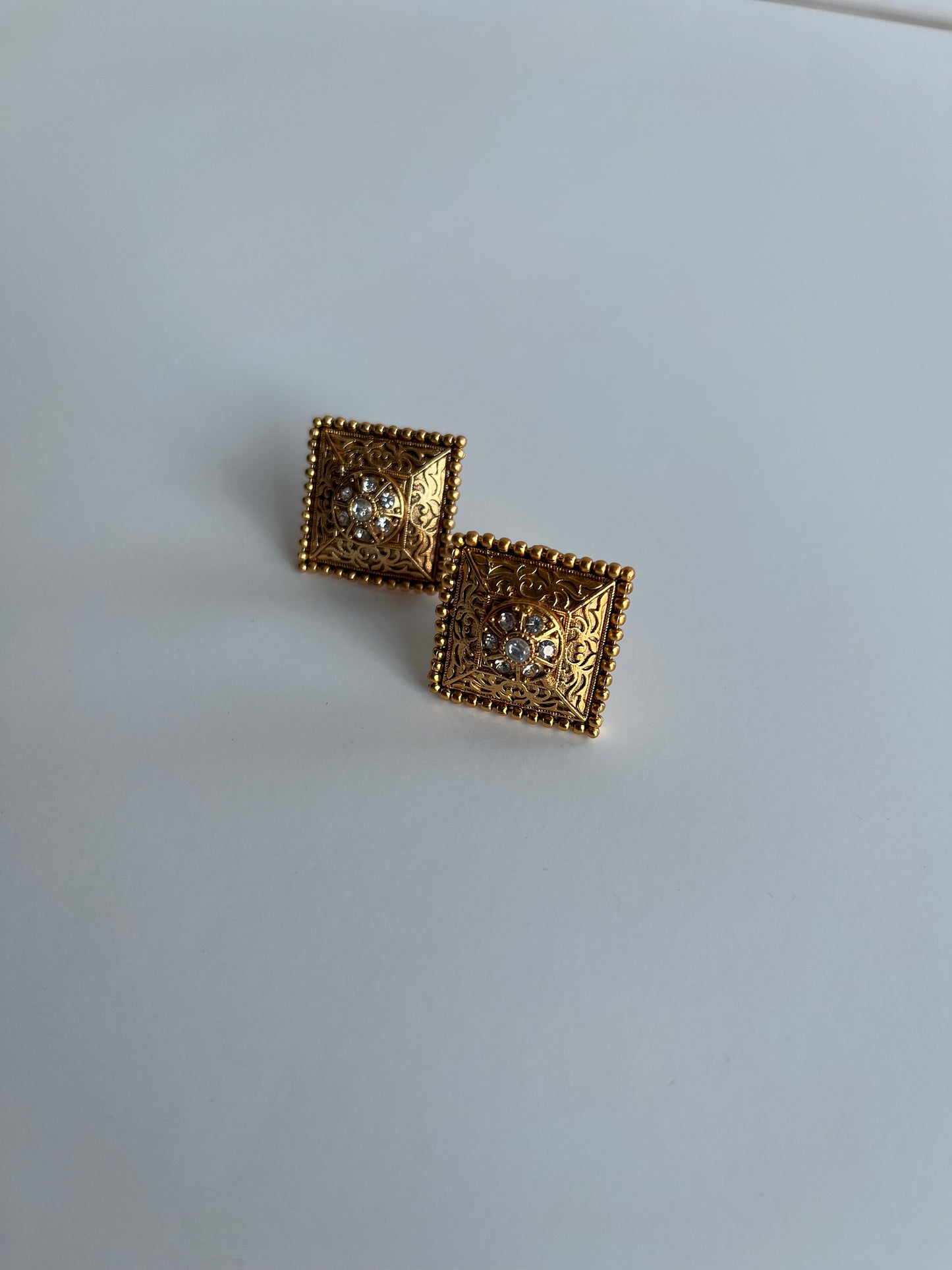 Crystal Antique Gold Studs