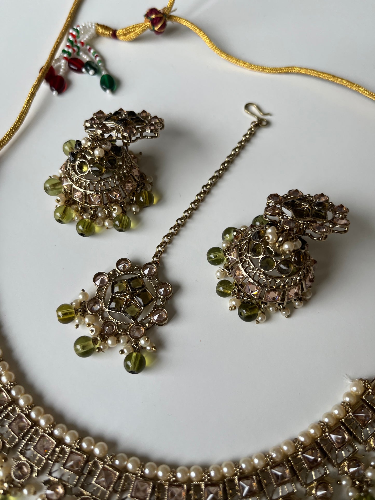Mehndi Green Bridesmaid Necklace Choker Ser