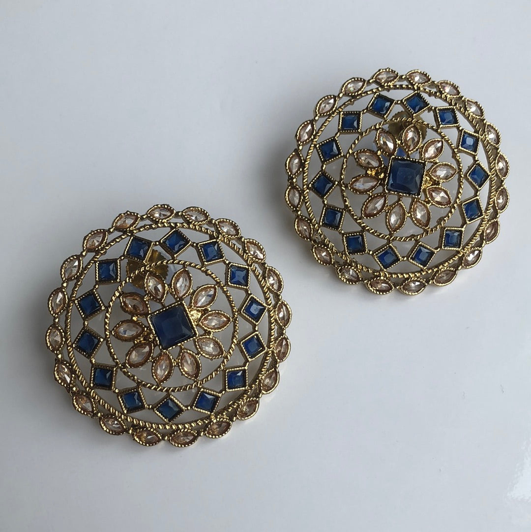 Geometric Deep Blue Studs