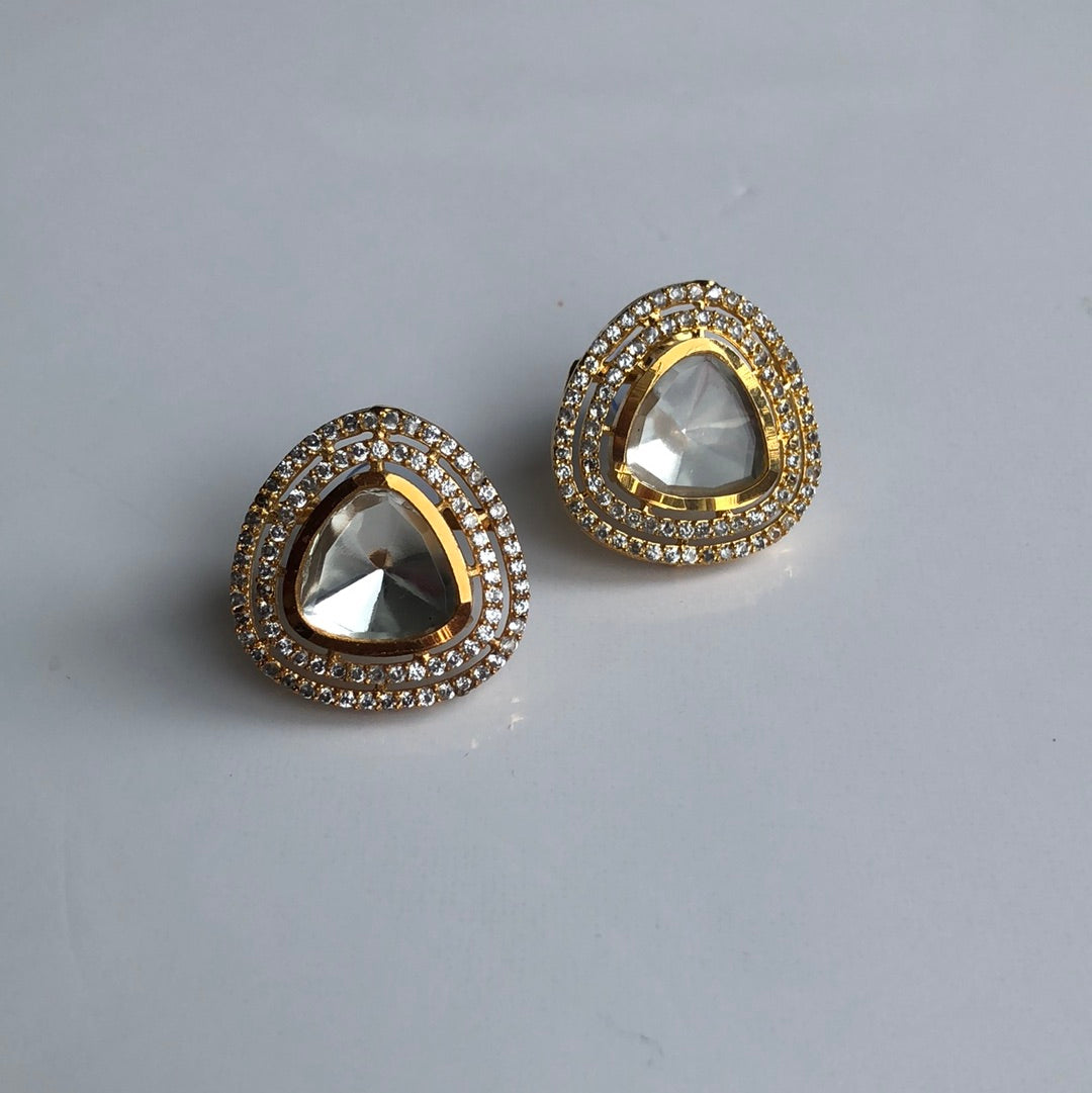 Kundan Statement Gold Studs