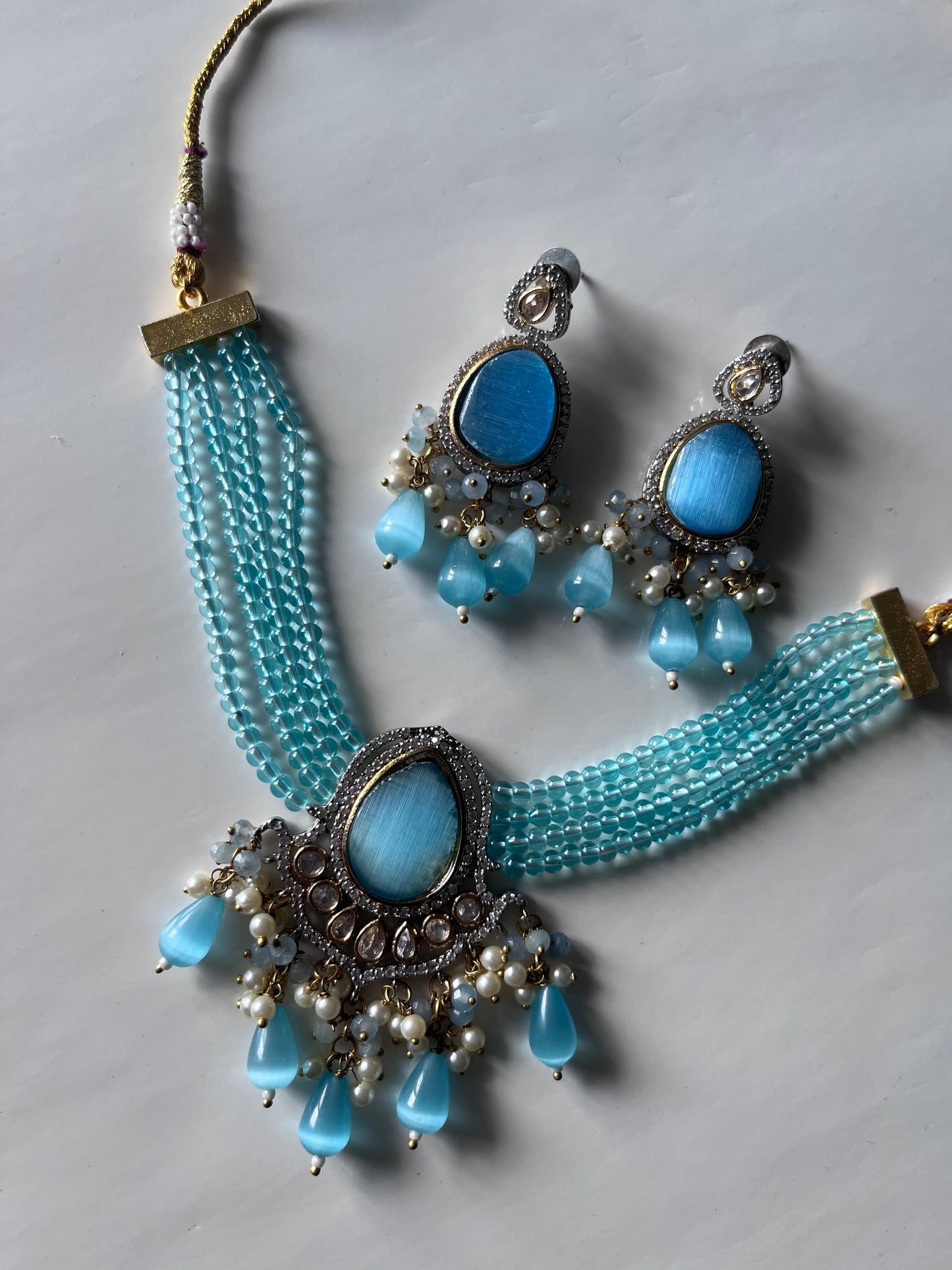 Blue Victorian Kundan Set