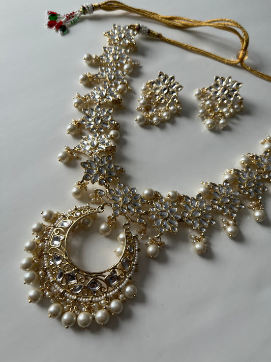 Long Faux Kundan Necklace Earring