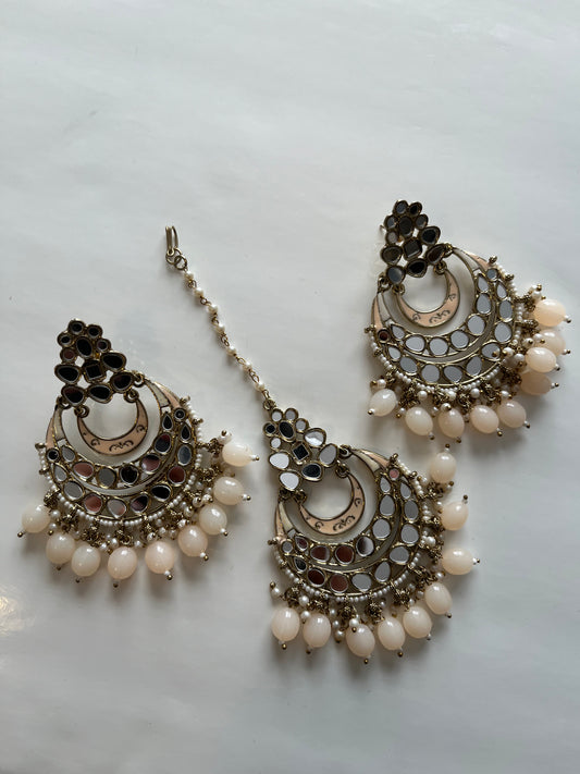 Mirror Peach Earring Tikka