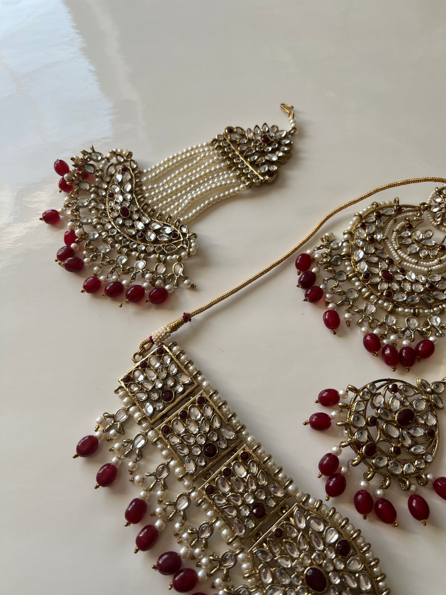 Pakistani Red Choker Set With Passa